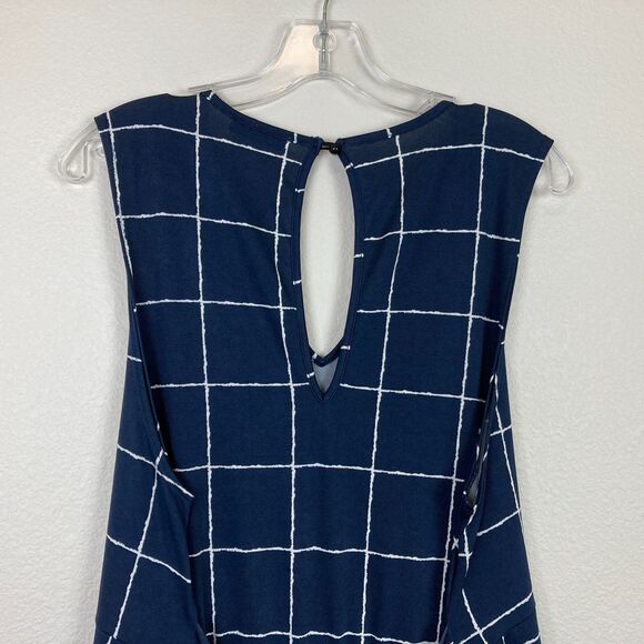 Lilac Clothing Women's Jumpsuit With Tie Waist Size XL Blue Windowpane Stretch - Picture 6 of 9